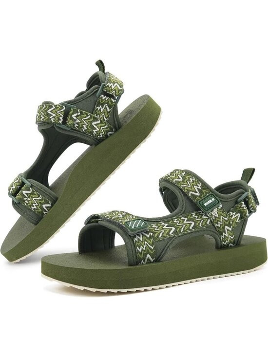 Shoes - Women's Army Green Comfortable Arch Support Adjustable Strap Hiking Sandal Shoes